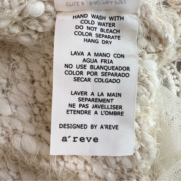 ARêve Ivory Textured Knit Sweater Dress XL Lace Hem Boho Tunic Soft Cozy - Picture 13 of 16